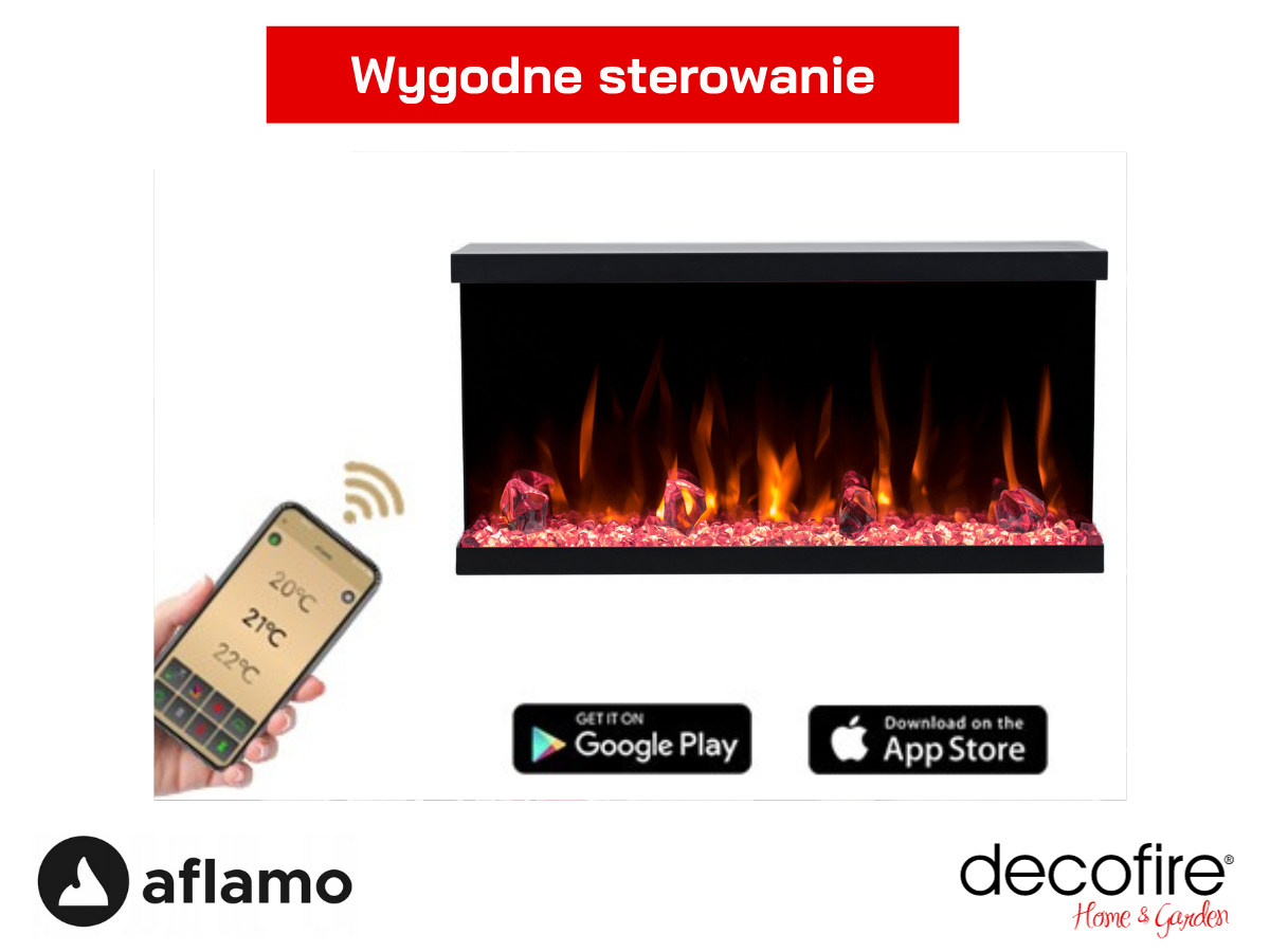 Sterowanie zdalne w kominku elektrycznym Aflamo Fusion
