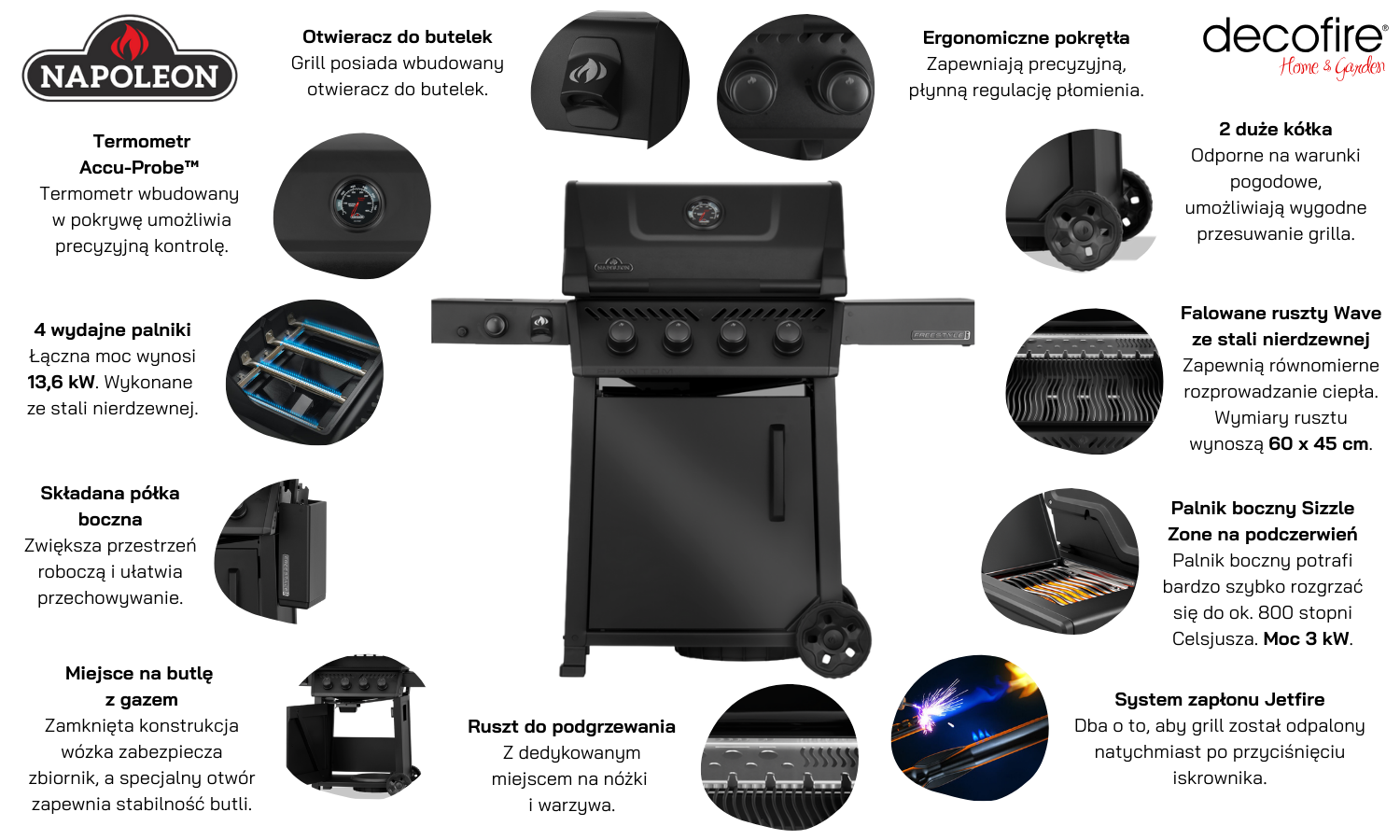 Grill gazowy Napoleon Phantom Freestyle PRO 425 z palnikiem bocznym na podczerwień