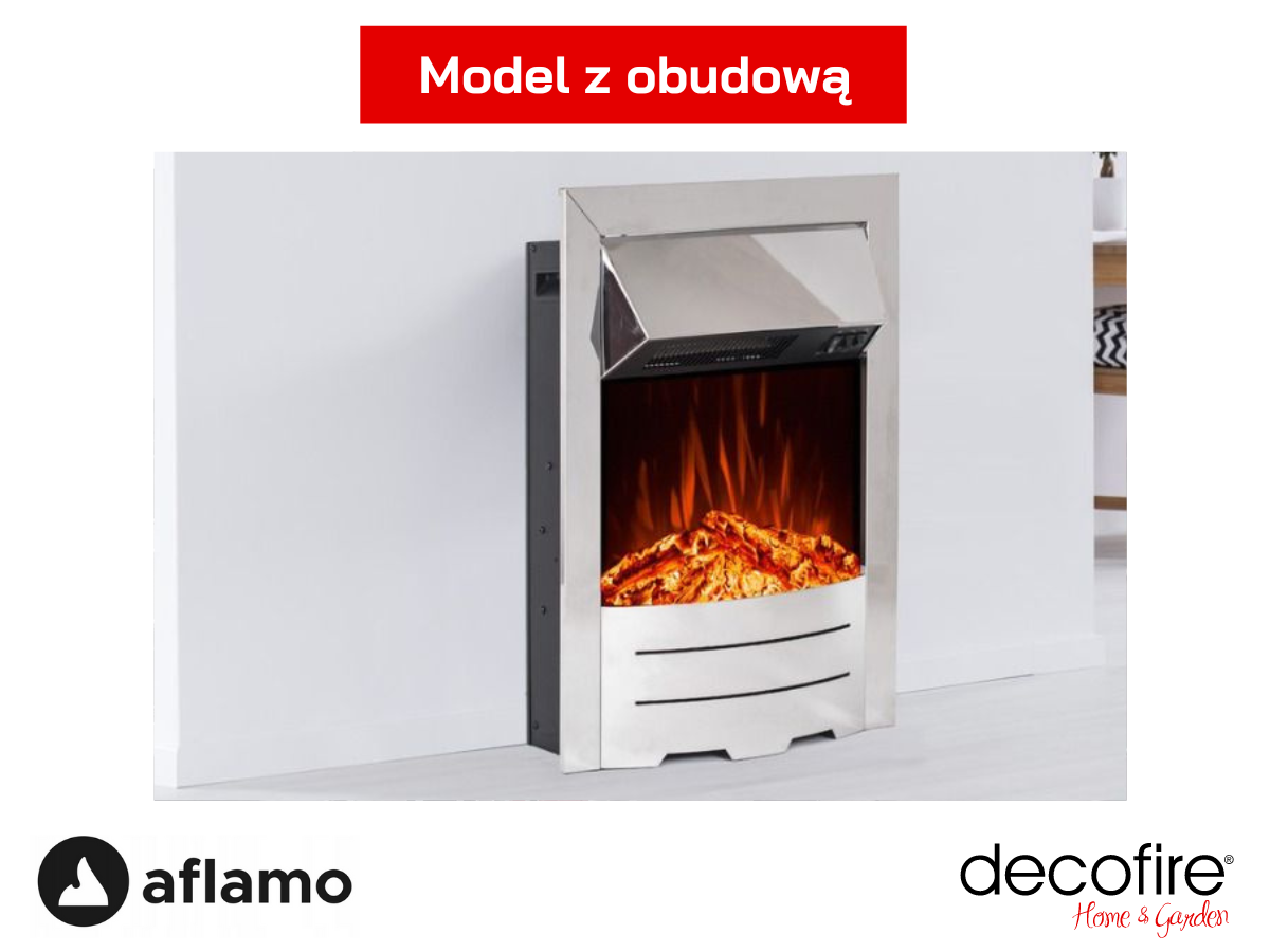 Kominek elektryczny Aflamo Dexter srebrny z obudową