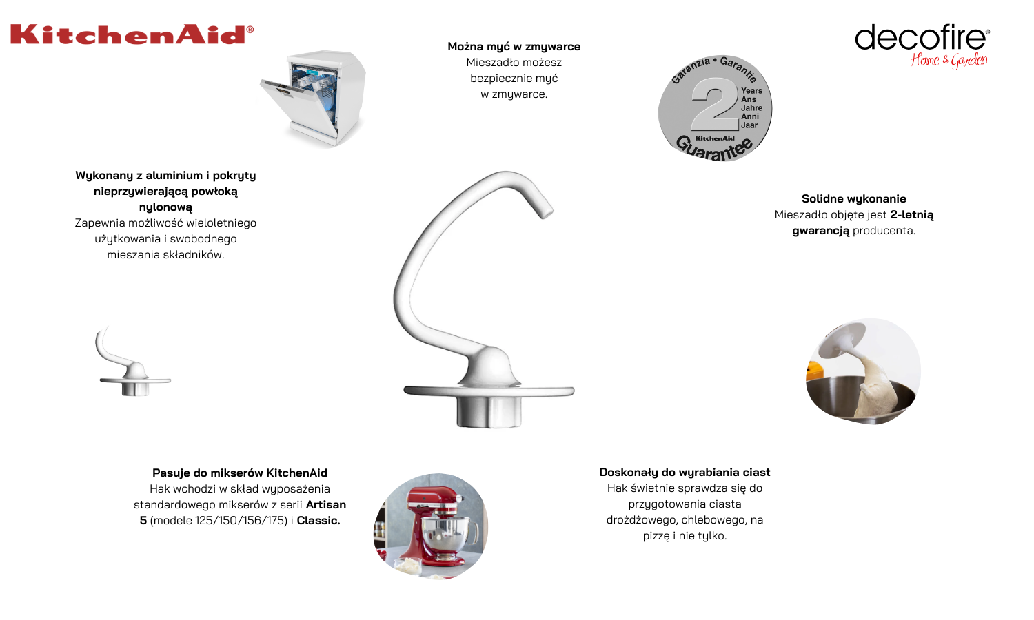 Hak powlekany do Artisan 5 / Classic KitchenAid
