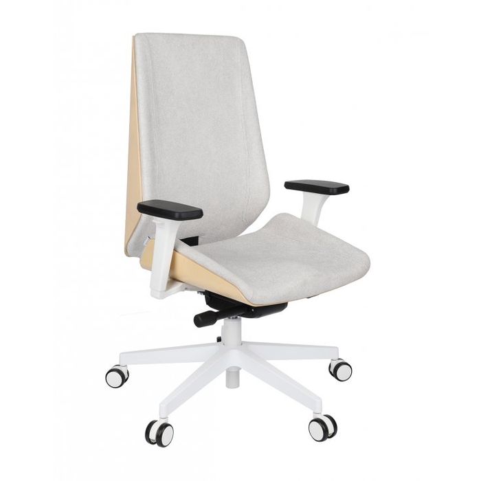 Grospol Fotel biurowy Moon Wood W white tkanina Valencia - 12 kolorów