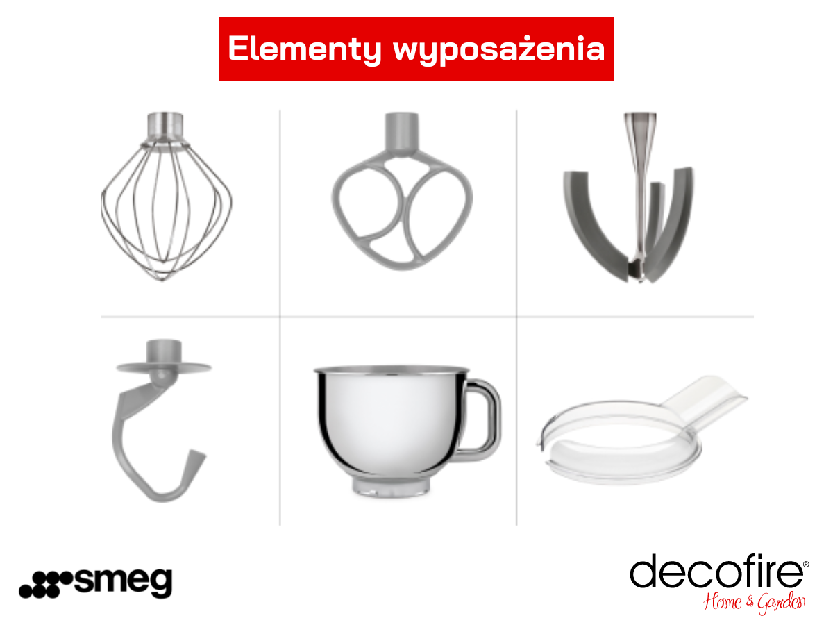 Elementy wyposażenia Mikser planetarny 50's style Kremowy 4,8 l Smeg