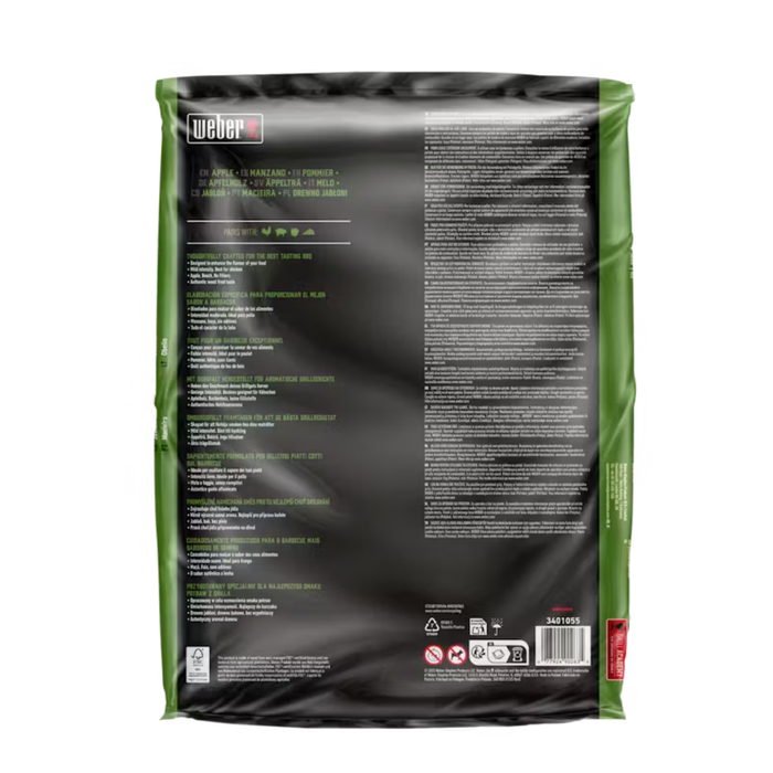 Pellet z naturalnego drewna jabłoni 8 kg Weber tył opakowania
