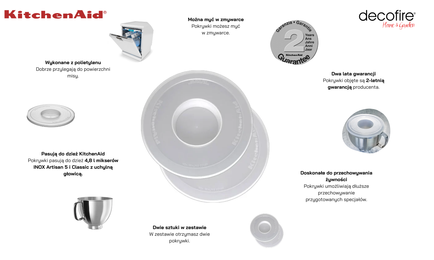 Pokrywki do dzieży INOX Artisan 5 KitchenAid