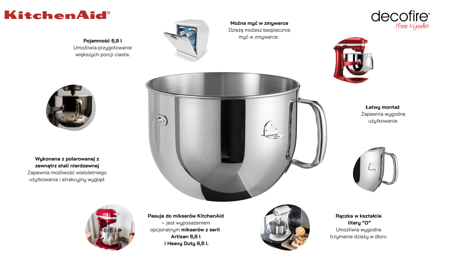 Dzieża INOX z rączką "O" 6,9 l KitchenAid