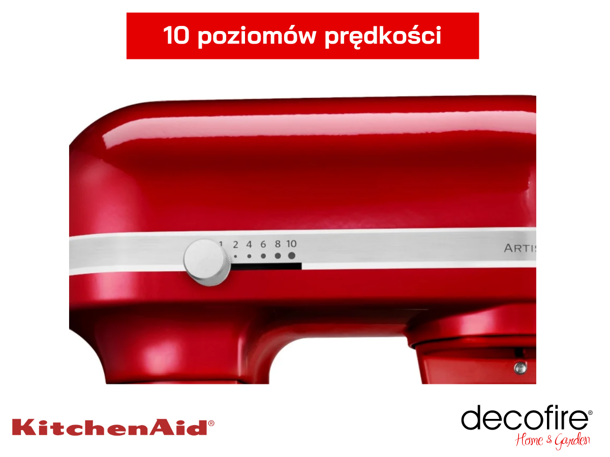 Wybierając model 5KSM7580XECA, masz do dyspozycji aż 10 poziomów prędkości