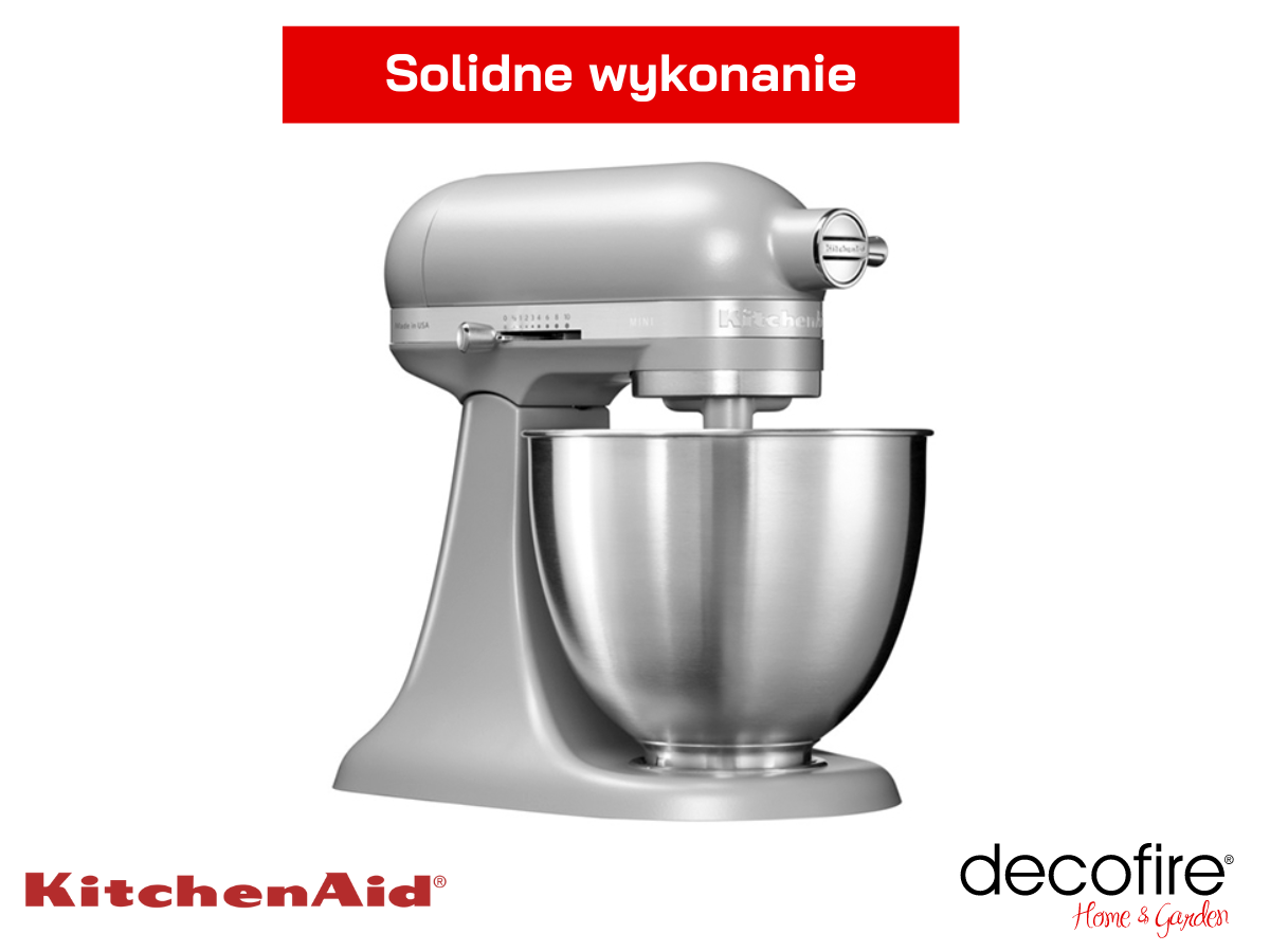 Solidne wykonanie i zaokrąglony kształt miksera Mini Matte Grey 3,3 l KitchenAid