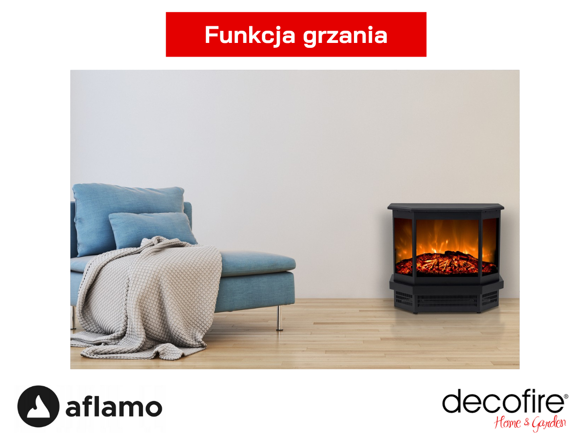 Kominek elektryczny Aflamo Cortez z funkcją grzewczą