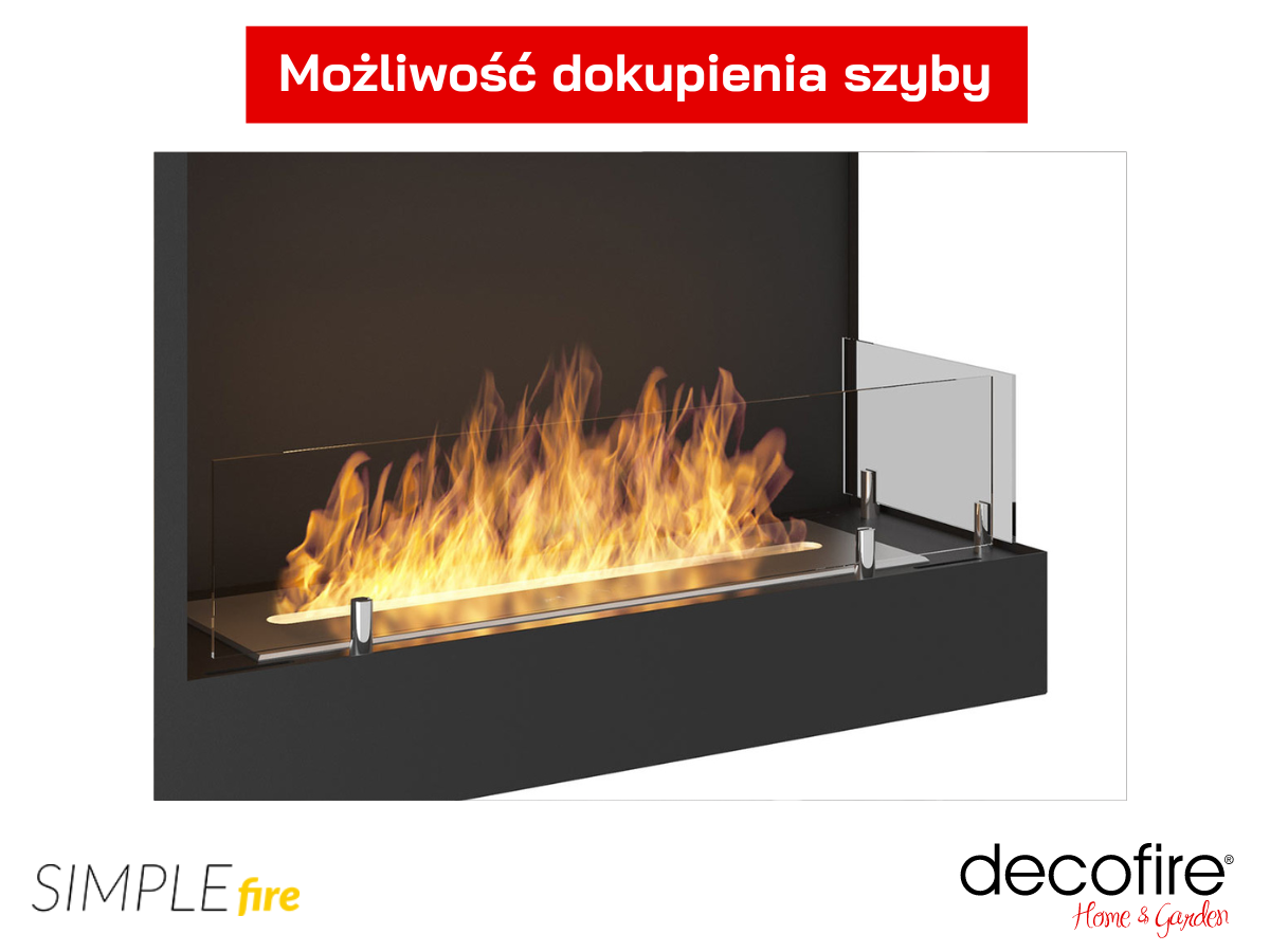 Biokominek Simple Fire CORNER 600R z szybą