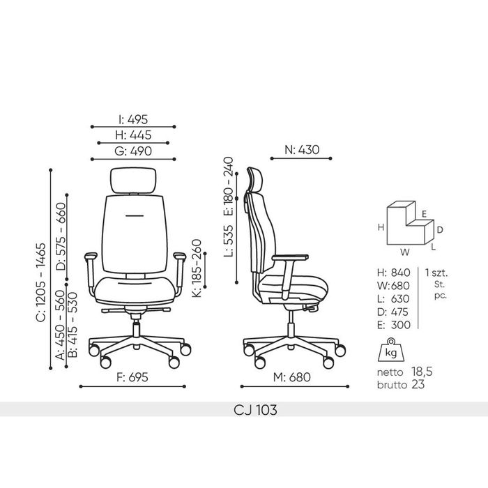 Fotel obrotowy CORR CJ 103 black Bejot