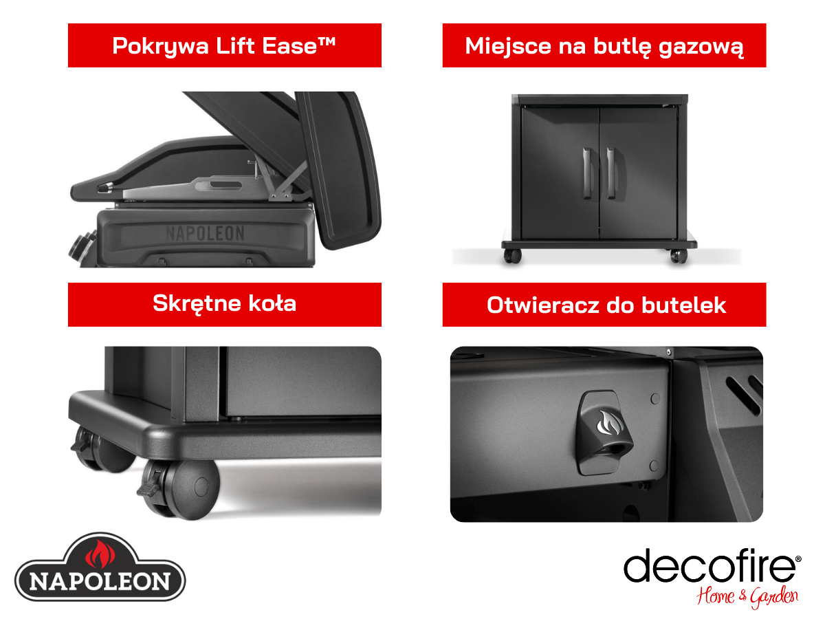 Udogodnienia w grillu gazowym Napoleon Phantom Rogue PRO Plancha z palnikiem bocznym Sizzle Zone