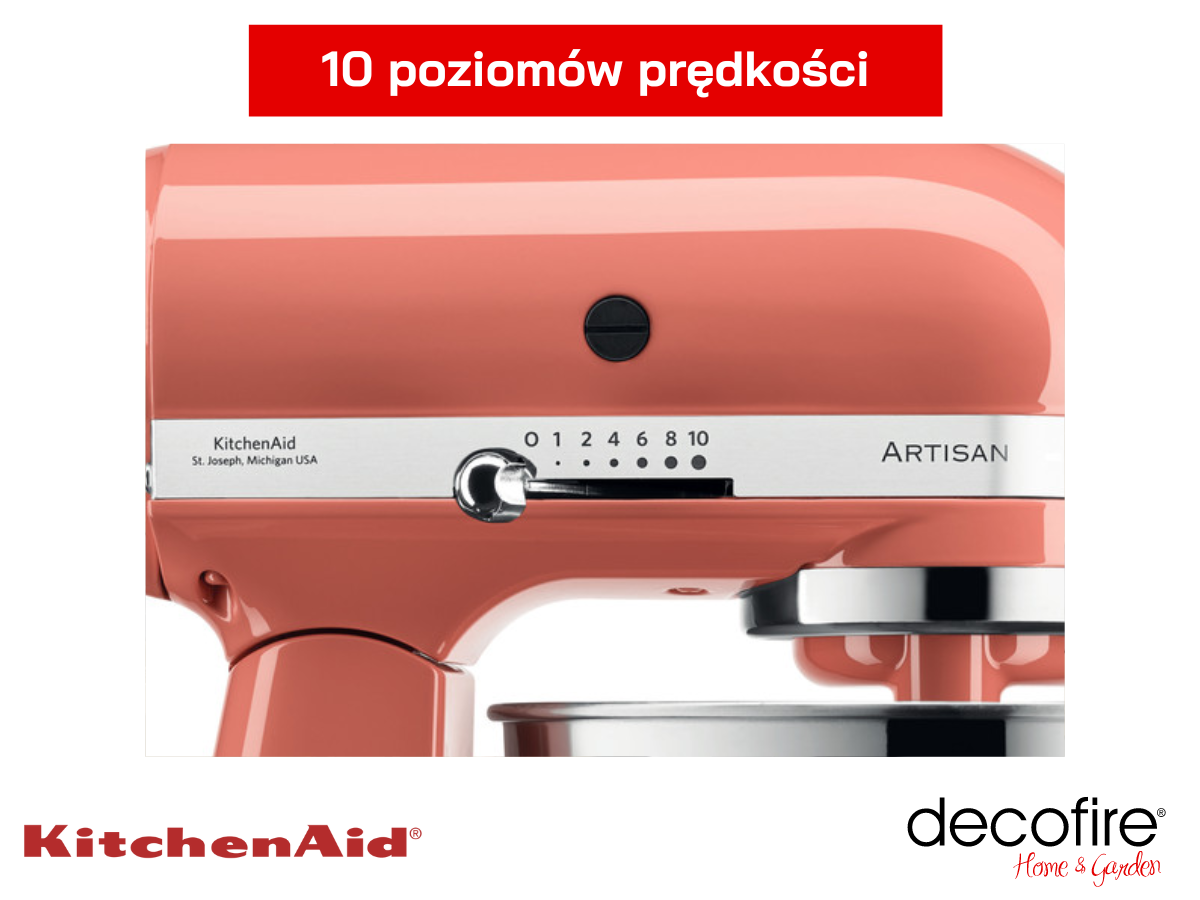 10 poziomów prędkości w mikserze Artisan 5 Coral 4,8 l