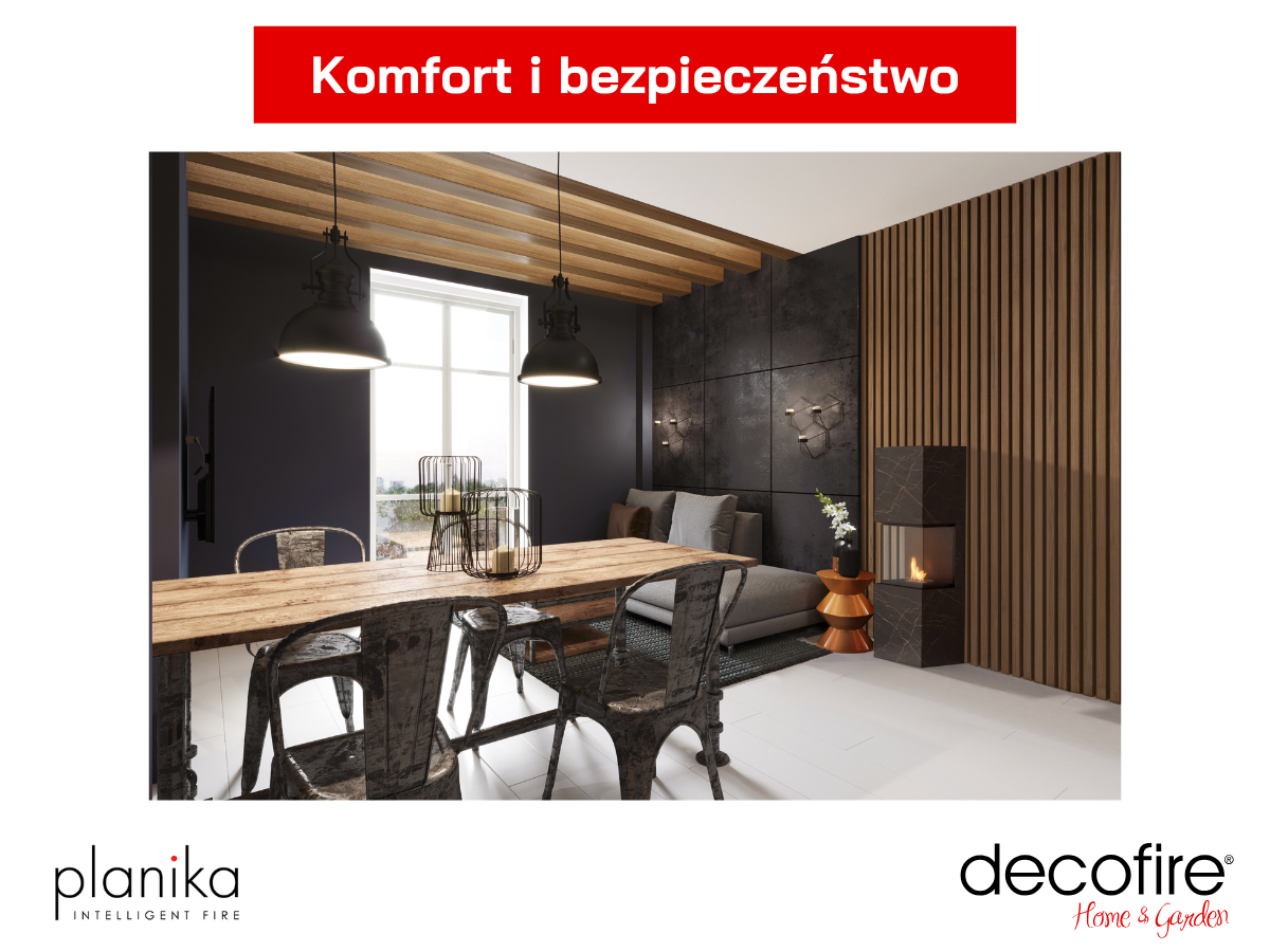 Kominek automatyczny Rock Laurent Planika w pomieszczeniu