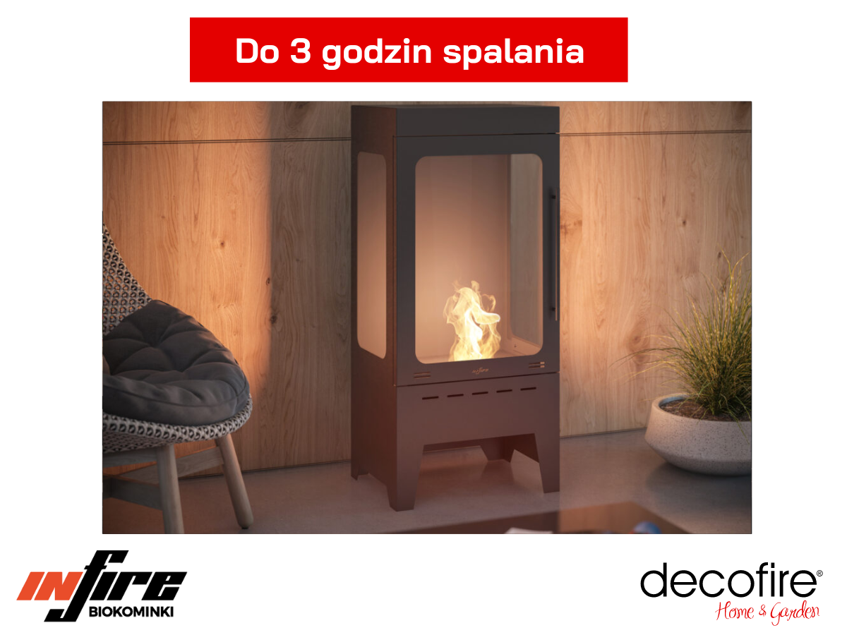 Do 3 godzin palenia w biokominku INCOZA 3