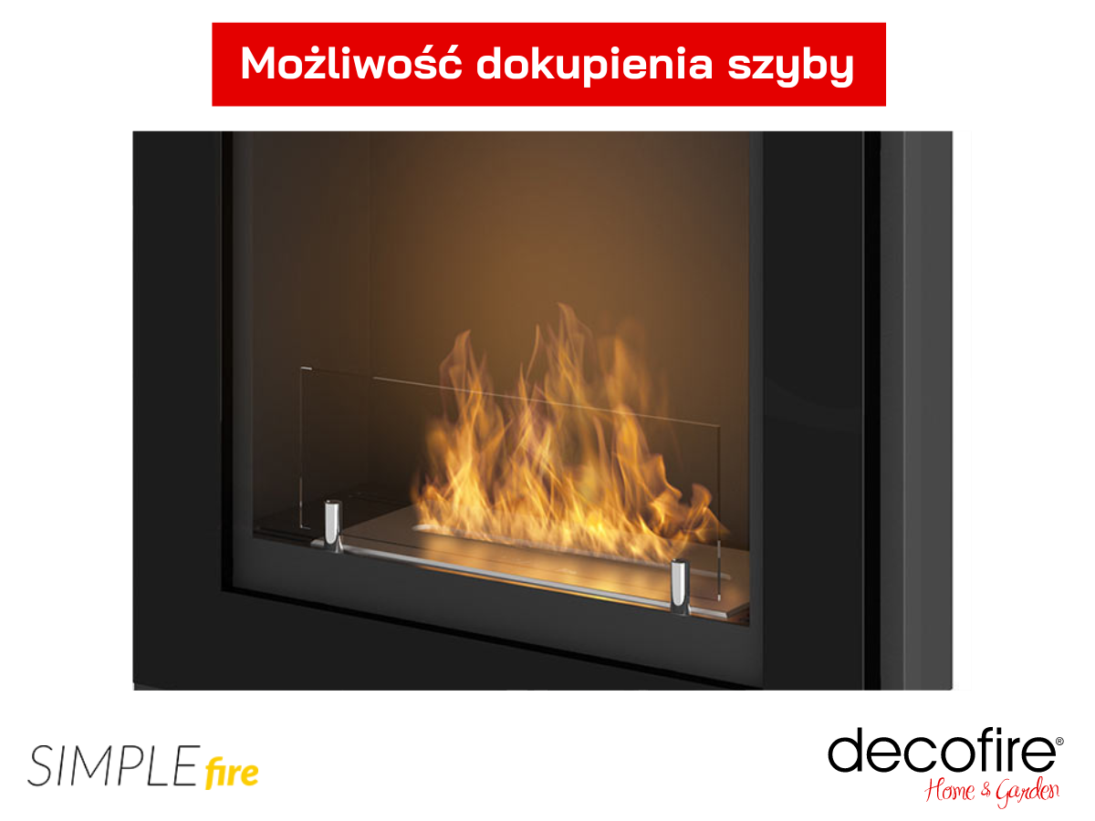 Czarny biokominek Simple Fire FRAME 550 z szybą
