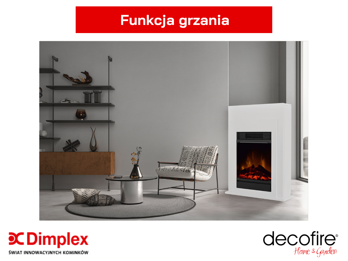 Dimplex kominek elektryczny Bellini biały ECO LED – funkcja grzewcza