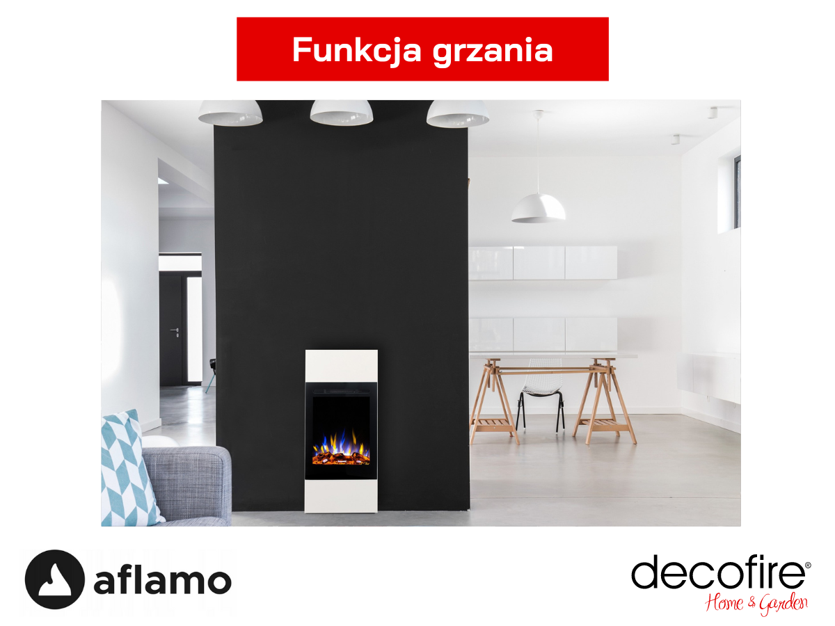 Kominek elektryczny Aflamo Slim z funkcją grzania