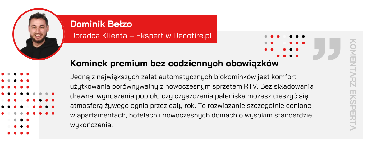 Cytat eksperta o wygodzie montażu biokominka