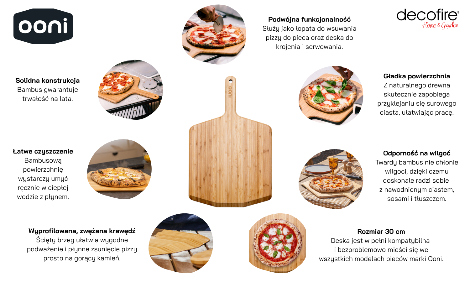 Bambusowa deska do krojenia i serwowania pizzy 30 cm Ooni