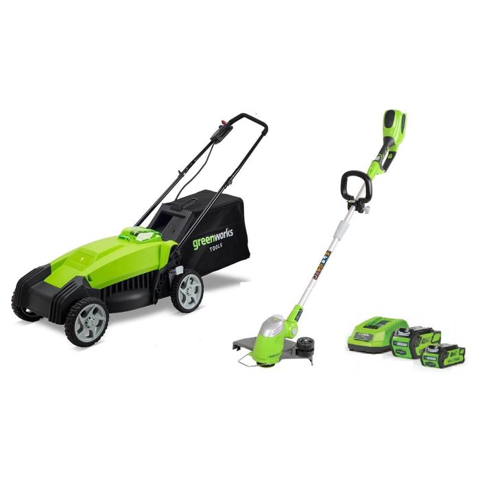 Zestaw GreenWorks Kosiarka 40 V + Podkaszarka 40 V + Akumulator 2 x 2Ah 40 V + Ładowarka 40 V - W ZESTAWIE TANIEJ!