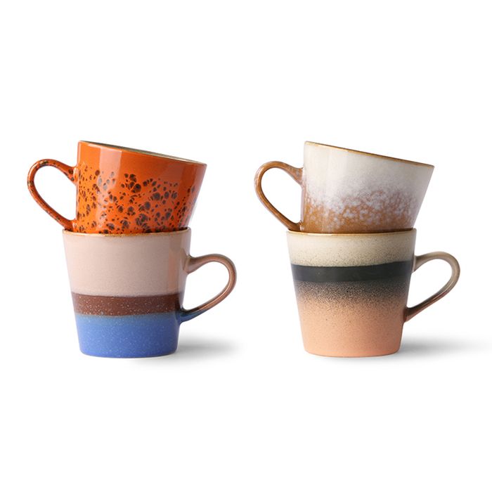 HKliving Kubki Ceramiczne 70S: Americano (zestaw 4 szt.)