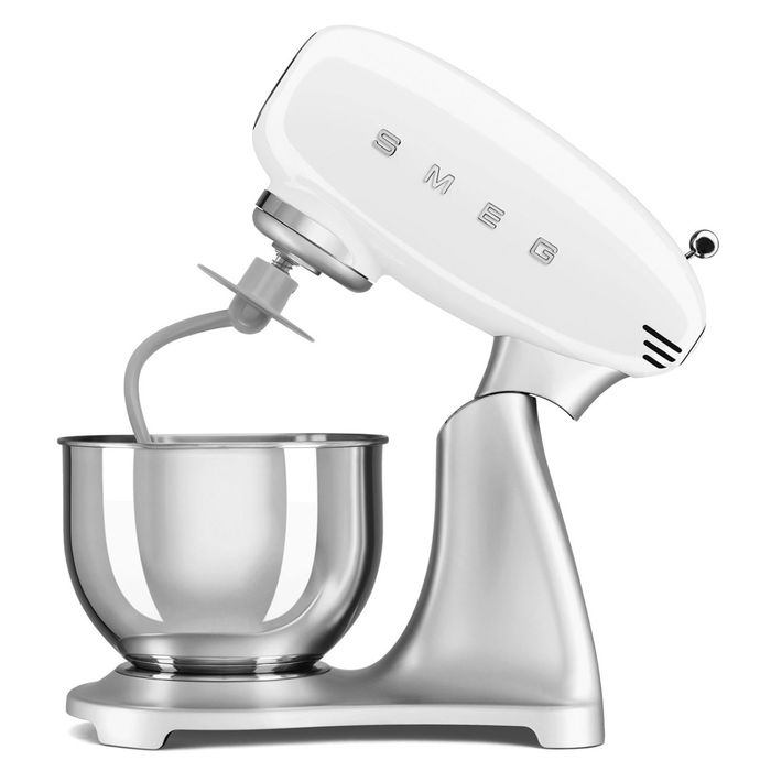 Mikser planetarny 50's style ze srebrną podstawą Biały 4,8L Smeg (SMF04WHEU)