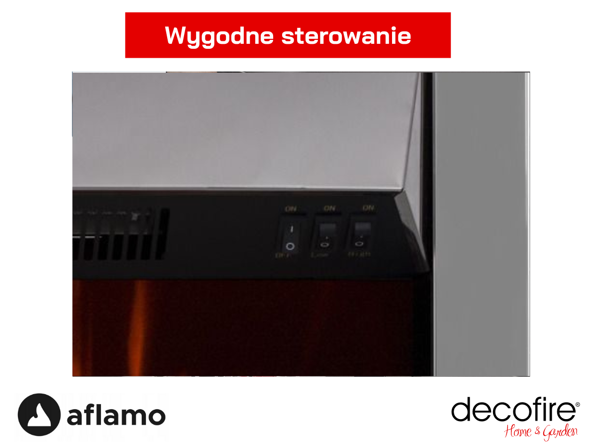 Kominek elektryczny Aflamo Dexter przełączniki do sterowania