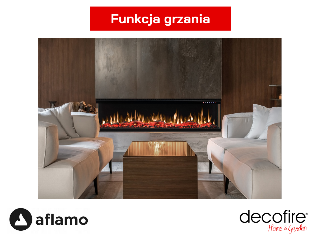 Kominek elektryczny Aflamo Unique z funkcją grzania