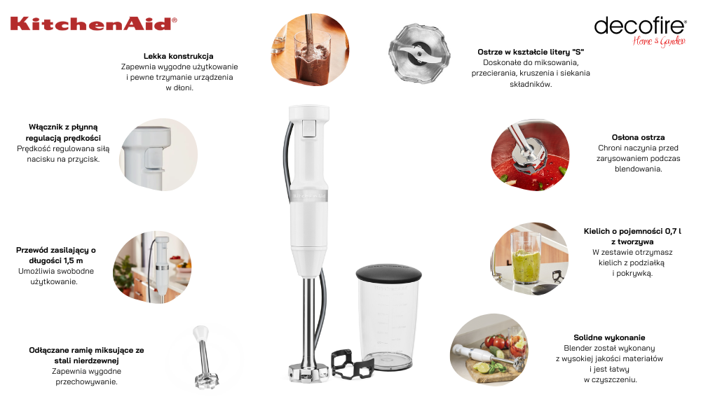 Blender ręczny Classic White KitchenAid (5KHBV53EWH)
