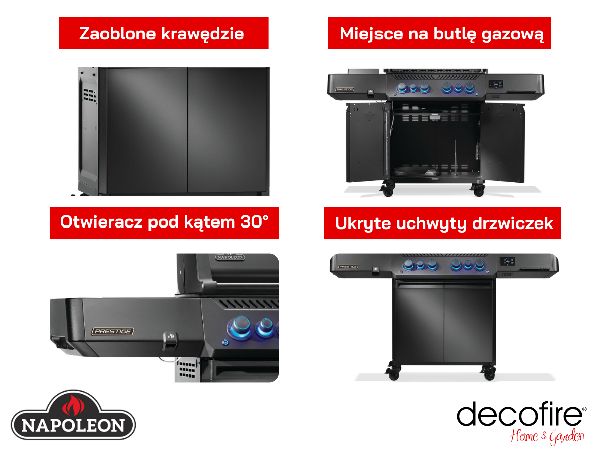 Dodatkowe udogodnienia w grillu gazowym Napoleon Prestige 500 z palnikiem rożna i palnikiem bocznym Sizzle Zone WIFI