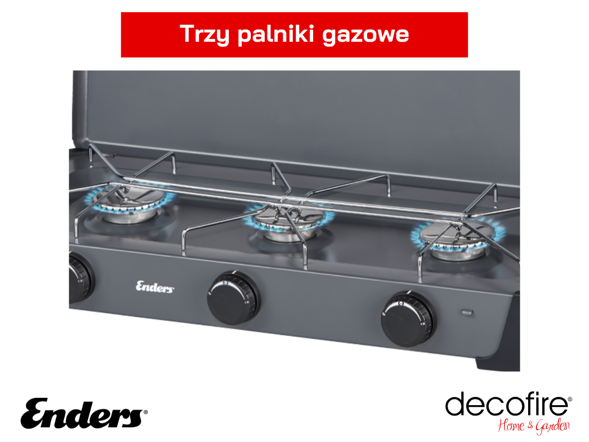 Trzy palniki gazowe o łącznej mocy 6,9 kW