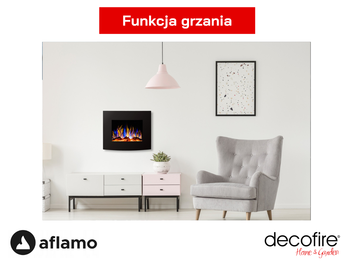 Kominek elektryczny Aflamo Malibu czarny z funkcją grzania