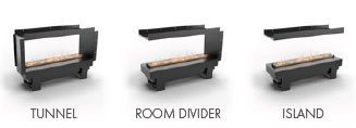 Kominek Planika Cool Flame 1000 Pro See-Through Fireplace - różne możliwości aranżacji