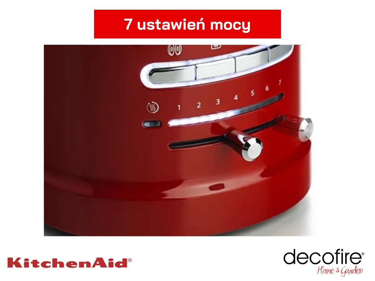 7 ustawień mocy w tosterze 2 Artisan Empire Red KitchenAid