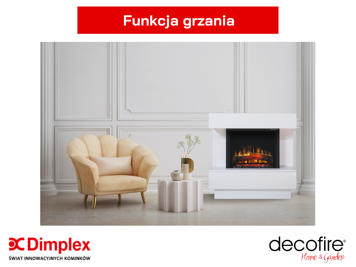 Dimplex kominek elektryczny Avalone biały – funkcja grzania