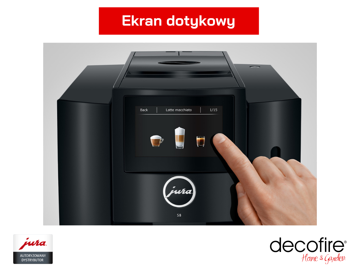 Ekran dotykowy w ekspresie Jura S8 Piano Black