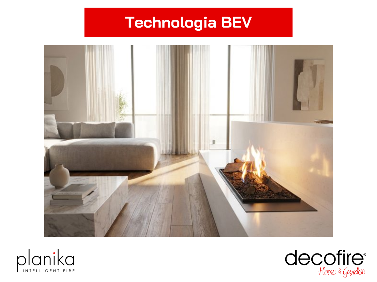 Biokominek automatyczny wkład kominkowy Planika Flogs 990 – technologia BEV