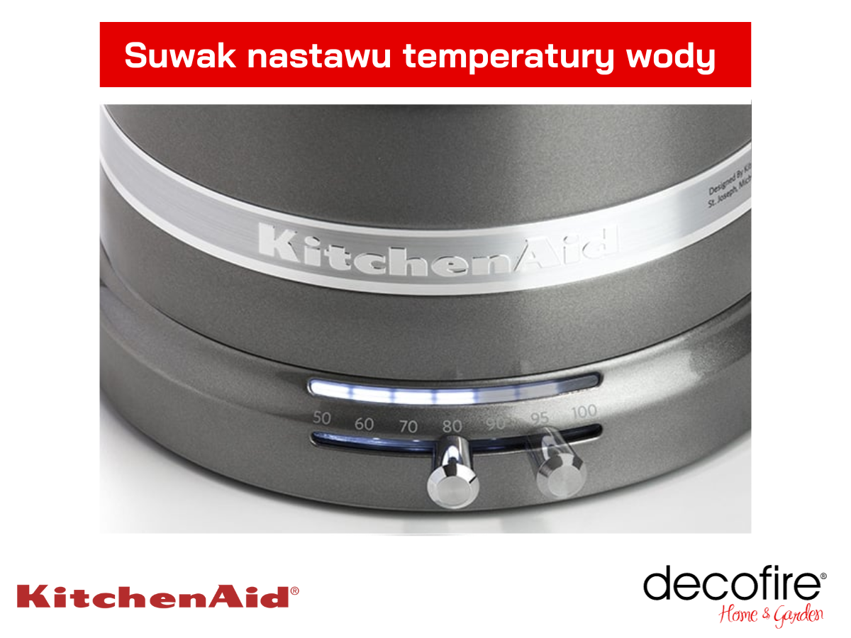 Suwak nastawu temperatury wody od 50°C do 100°C