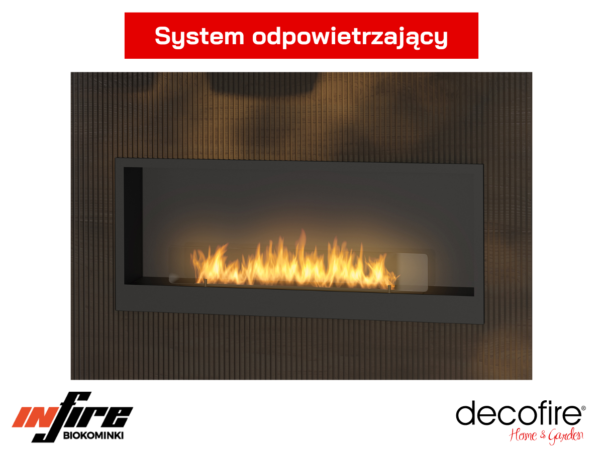 Biokominek do zabudowy Infire INSIDE 1200 z systemem odpowietrzajacym