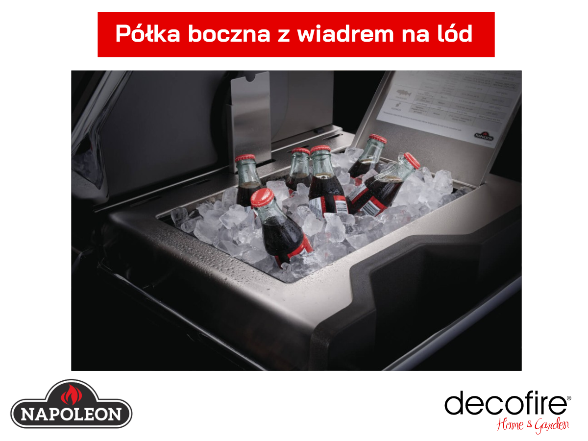 Półka boczna z pojemnikiem na kostki lodu w grillu gazowym Napoleon Prestige PRO 500 RSIB-3