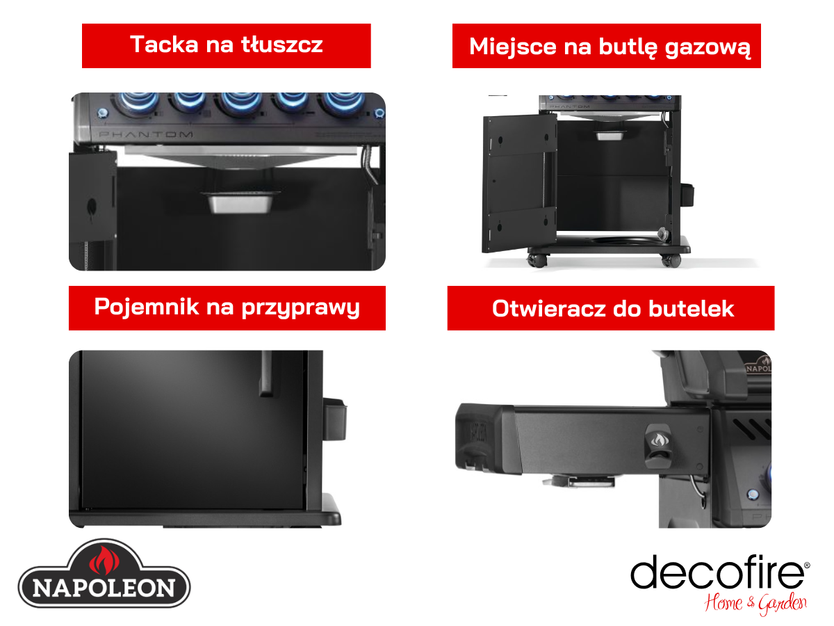 Dodatkowe udogodnienia w grillu gazowym Napoleon Rogue PRO-S 425 RSIBPK Phantom (RPS425RSIBPK-2-PL-PHM)