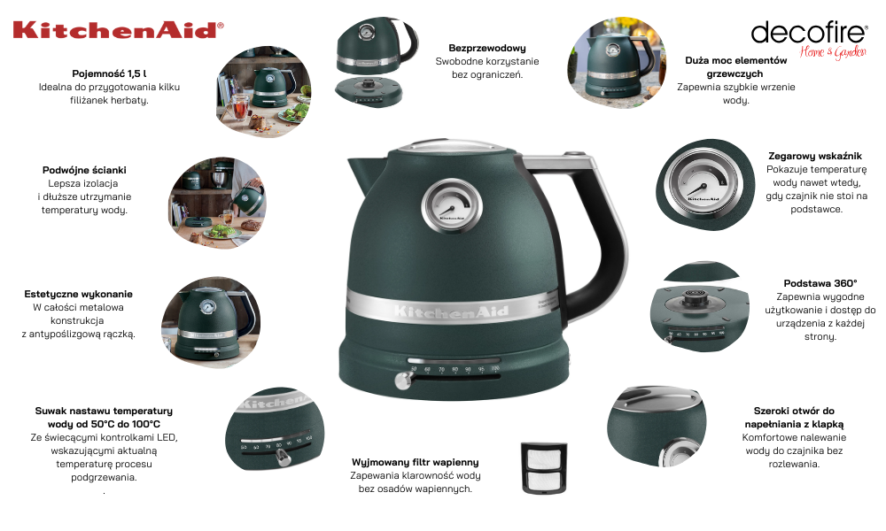 Czajnik Artisan 1,5 l Pebbled Palm KitchenAid (5KEK1522EPP)