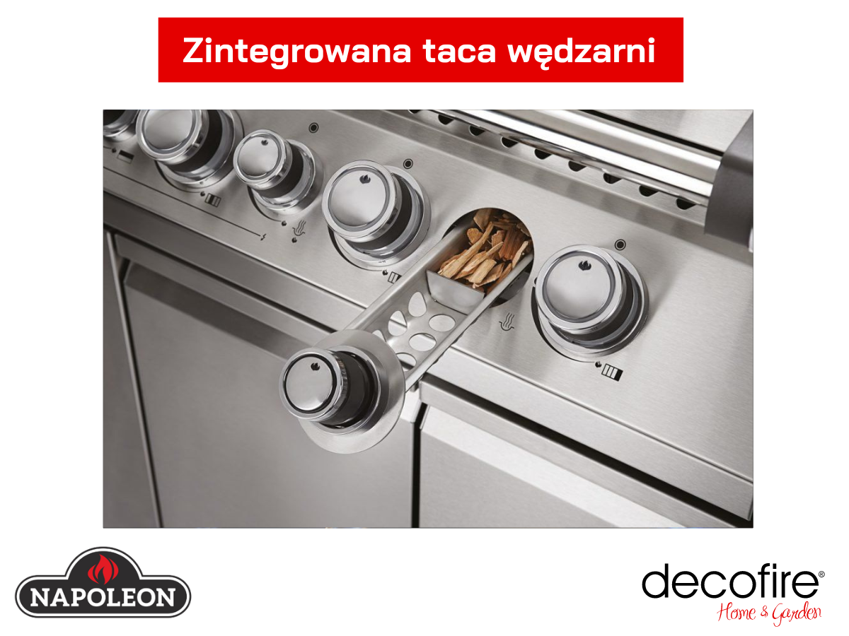 Grill gazowy Napoleon Prestige PRO zintegrowana taca wędzarnicza 