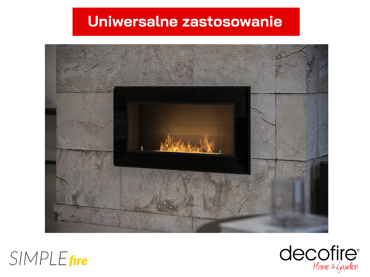 Czarny, uniwersalny biokominek SImple Fire FRAME 900 w salonie