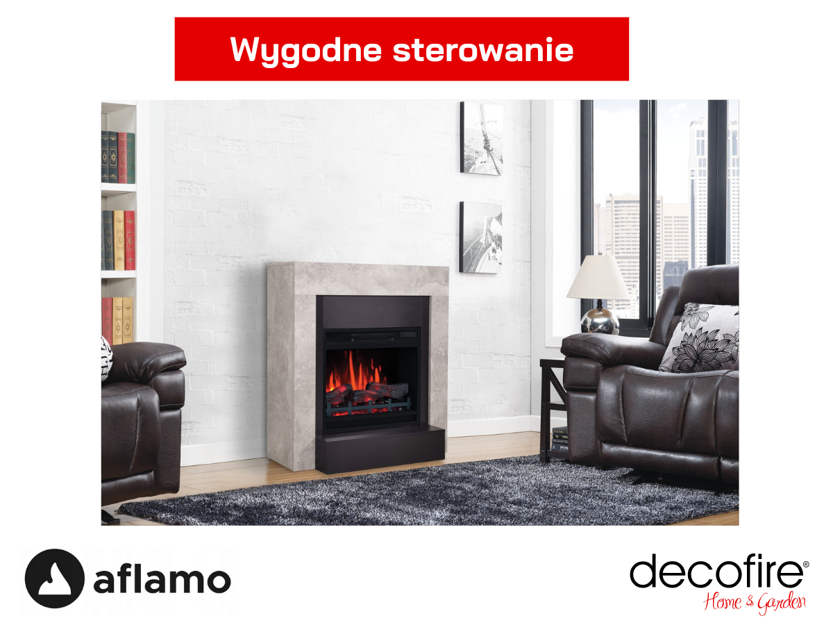 Kominek elektryczny Aflamo Simple LED 3D z wygodnym sterowaniem