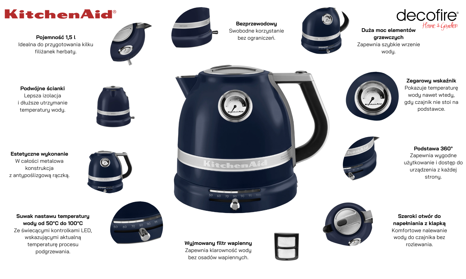 Czajnik Artisan 1,5 l Ink Blue KitchenAid (5KEK1522EIB)