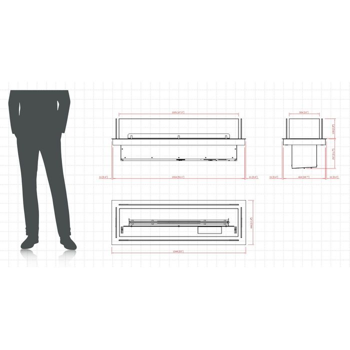 Biokominek Planika Prime Fire 2.0 1190 Burner z ramą i panelami szklanymi