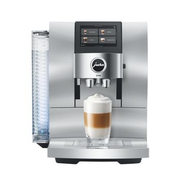 Ekspres Jura Z10 Aluminium Black (EB) przygotowujący kawę latte macchiato.