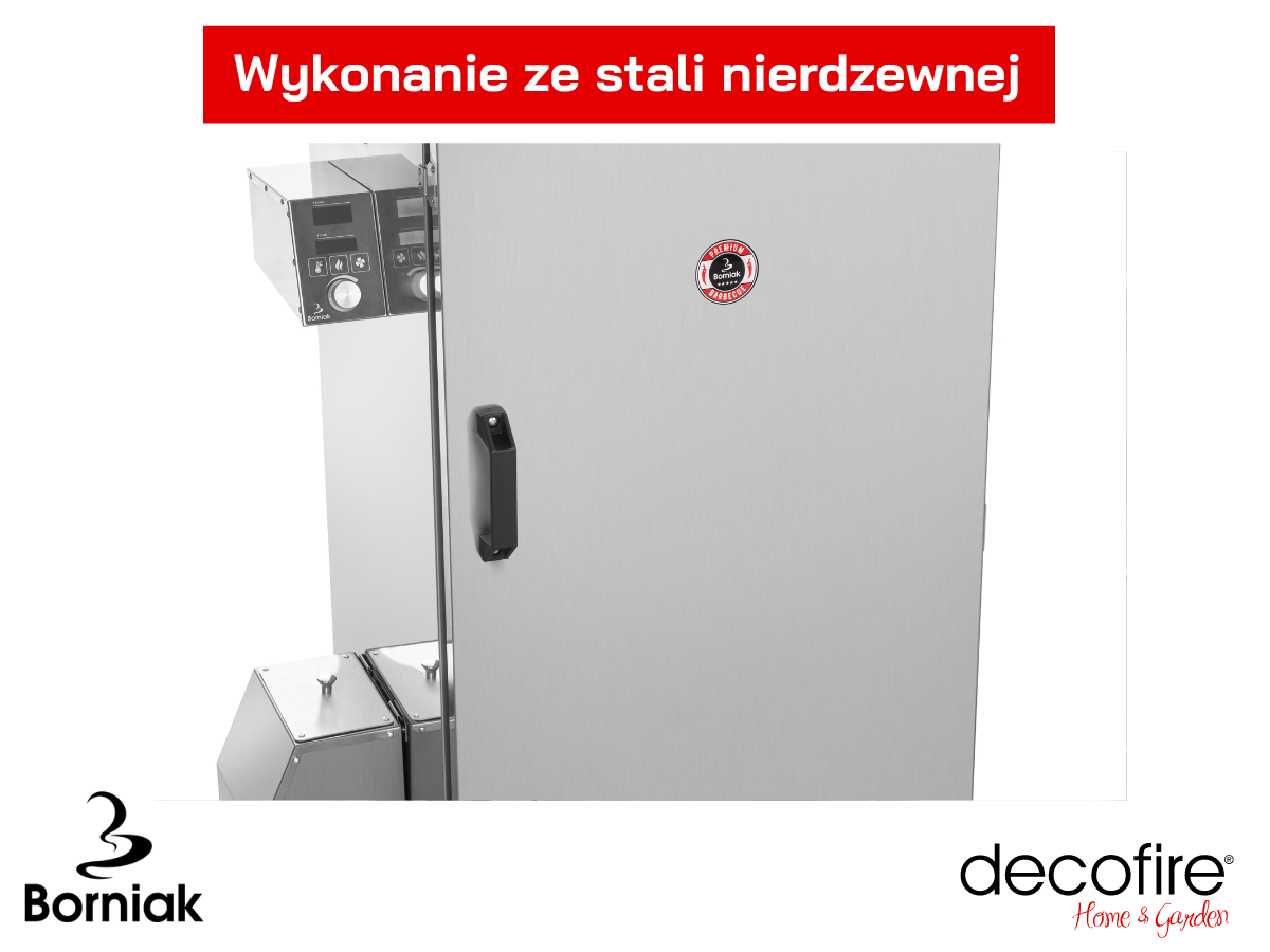 Zewnętrzna konstrukcja smokera Borniak BBQ Inox Timer BBDST-150 v1.4