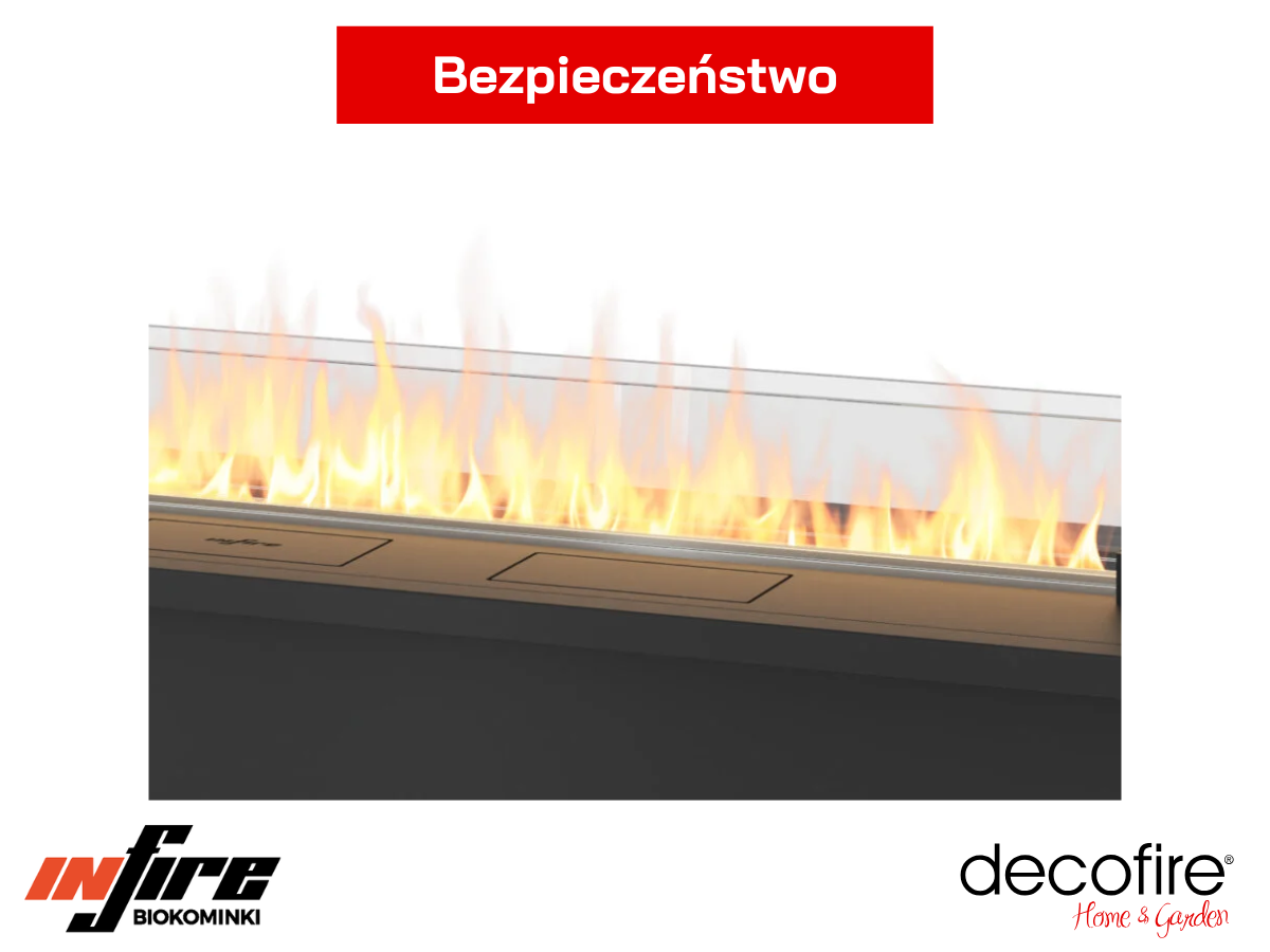 Biokominek do zabudowy Infire Etronic U1200 – technologia bezpieczeństwa